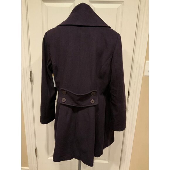 Tahari Purple 100% Wool Button-Up Coat W/ Leopard Print Lining, Size 14P - Picture 7 of 11